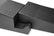 Close-up of the interlocking design of a black textured two-piece ramp with a white MaxRamps logo on a white background.
