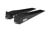 Two black MaxRamps vehicle drive-up ramps with white logo branding, shown on a clean white background.