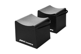 Two black wheel cradles with white MaxRamps logo on a white background.