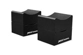 Two black wheel cradles split design with white MaxRamps logo on the side on a white background.