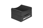 A black textured foam wheel block with MaxRamps white branding on the side on a white background.