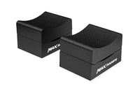 Two black textured foam wheel blocks with MaxRamps white branding on the side on a white background.