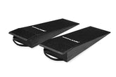 Two black MAX RAMPS ramps are shown on a clean white background, angled diagonally to display their textured surfaces and carrying handles.