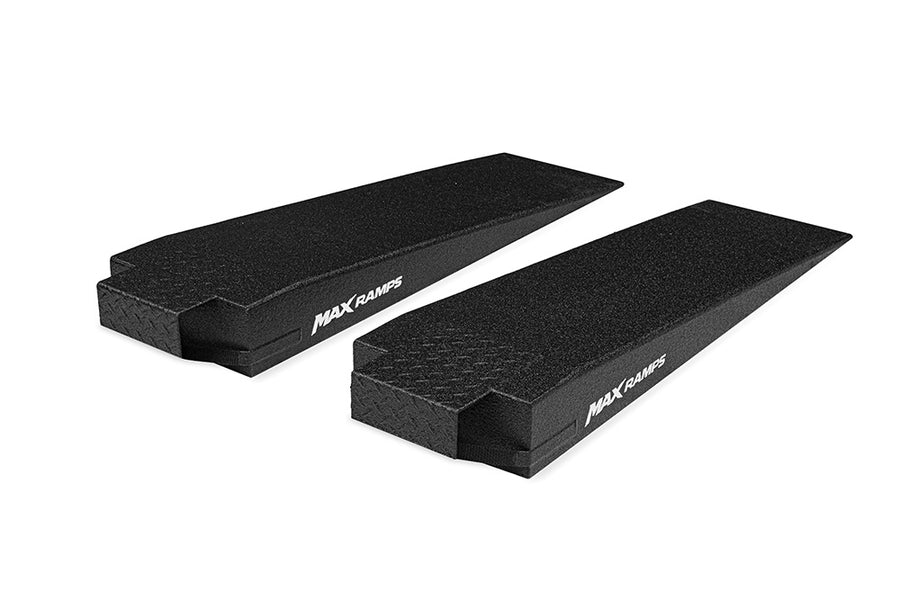 Two black textured foam wedge ramps with white MAXRAMPS branding, displayed on a clean white background.