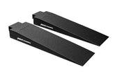 Two black textured foam ramps with an aluminum diamond tread hook with MaxRamps branding on a white background.