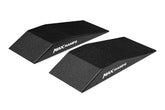 Two black MAXRAMPS display ramps with white logo branding, shown on a clean white background.