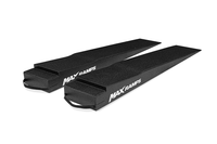 Two black MAX RAMPS ramps are shown on a clean white background, angled diagonally to display their textured surfaces and carrying handles.